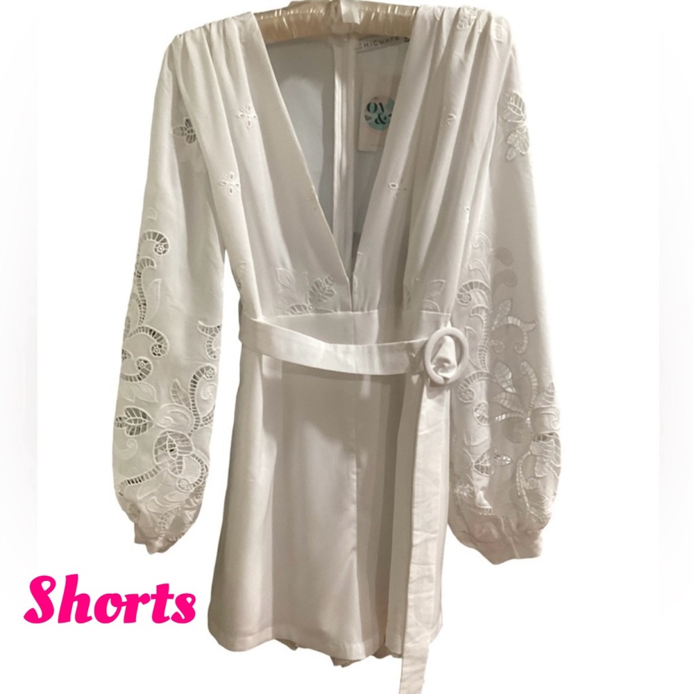 🚨Sale🚨 NWT Oceanview Boutique St. Kitts White Shorts Romper Size L…